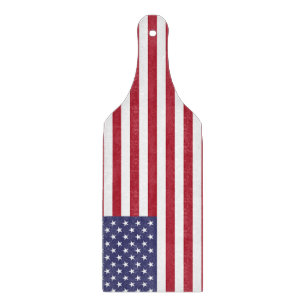 Glass cutting board paddle with flag of USA