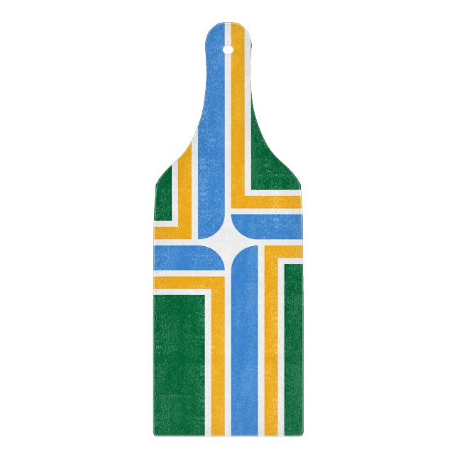 Glass cutting board paddle with flag Portland (Front)
