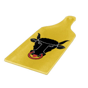 Glass cutting board paddle with flag Uri