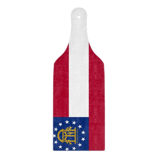 Glass cutting board paddle with Georgia flag (Front)