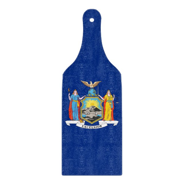 Glass cutting board paddle with New York flag (Front)