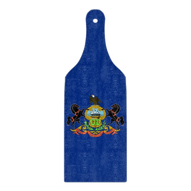 Glass cutting board paddle with Pennsylvania flag (Front)