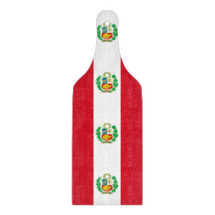 Glass cutting board paddle with Peru flag