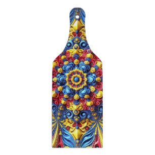 Glass cutting board paddle with Romanian Colours