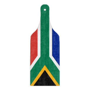 Glass cutting board paddle with South Africa flag