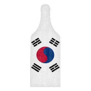 Glass cutting board paddle with South Korea flag