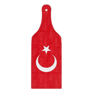 Glass cutting board paddle with Turkey flag