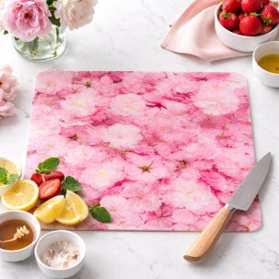 Glass Cutting Board Pink Cherry Blossom Botanical