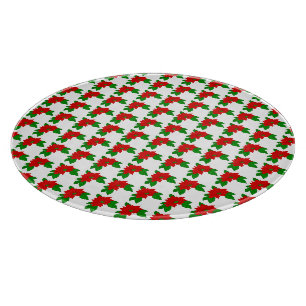 Glass Cutting Board Poinsettias
