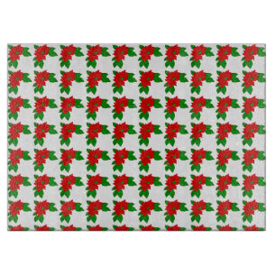 Glass Cutting Board Poinsettias