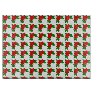 Glass Cutting Board Poinsettias