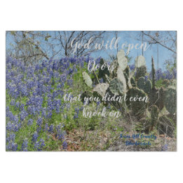 Glass Cutting Board Texas Bluebonnets With Saying