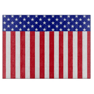 Glass Cutting Board - Unique Design USA Flag