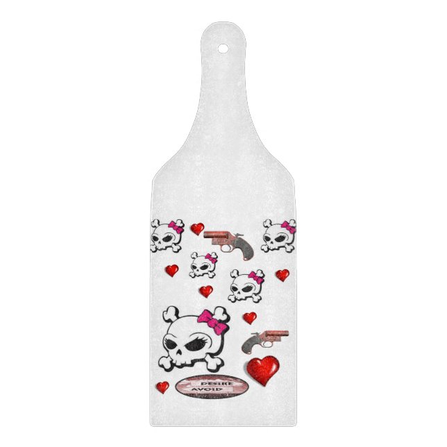 Glass Cutting Board Valentine's Day Skull (Front)