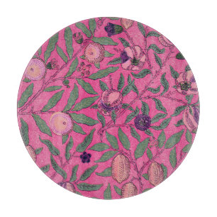 GLASS CUTTING BOARD : WILLIAM MORRIS : POMEGRANATE