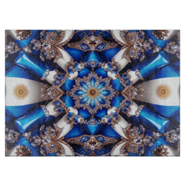 Glass cutting board with Argentinian Colours (Front)