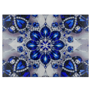 Glass cutting board with Blue White Colours