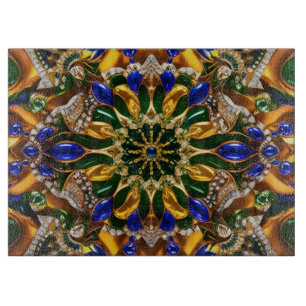 Glass cutting board with Brazil Colours
