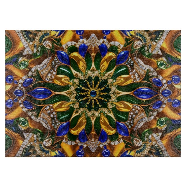 Glass cutting board with Brazil Colours (Front)