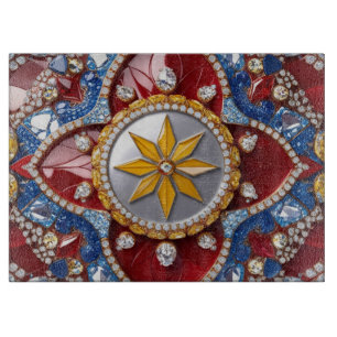 Glass cutting board with Colombian Colours