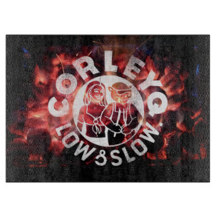 Glass Cutting Board with CorleyQ "Fire" design