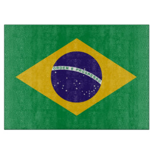 Glass cutting board with Flag of Brazil