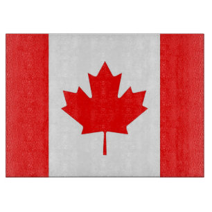 Glass cutting board with Flag of Canada