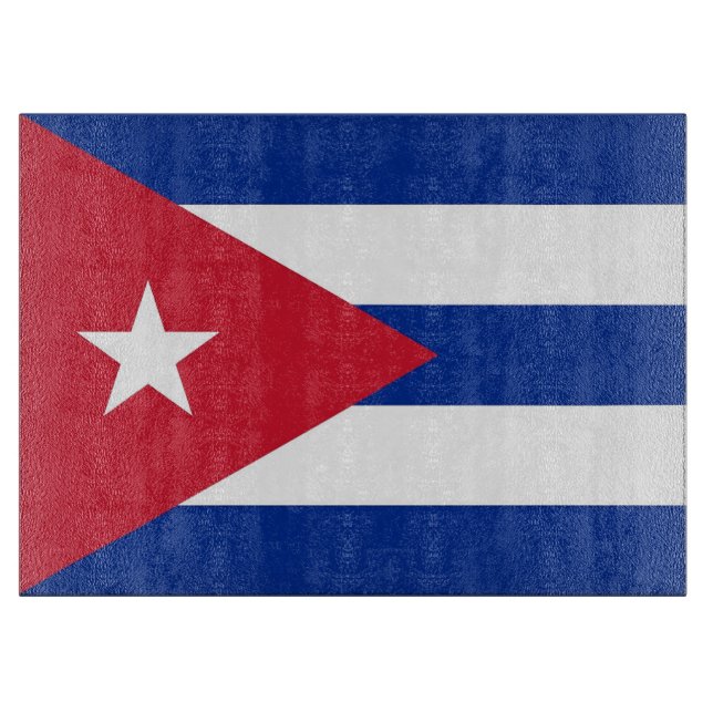 Glass cutting board with Flag of Cuba (Front)