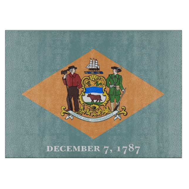 Glass cutting board with Flag of Delaware, USA (Front)