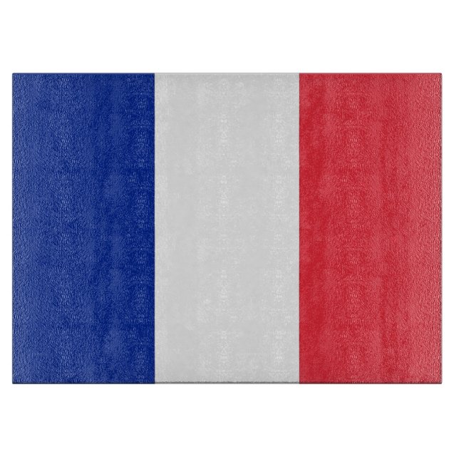 Glass cutting board with Flag of France (Front)