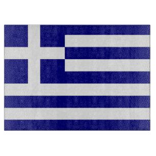 Glass cutting board with Flag of Greece