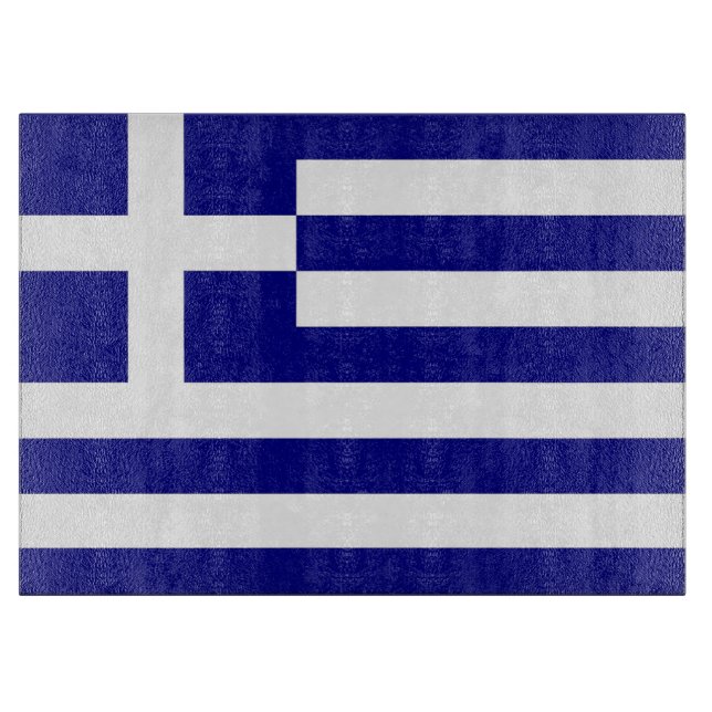 Glass cutting board with Flag of Greece (Front)