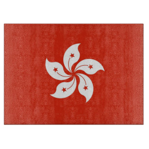 Glass cutting board with Flag of Hong Kong