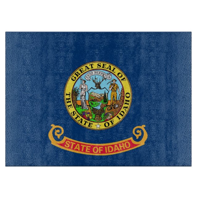 Glass cutting board with Flag of Idaho State, USA (Front)