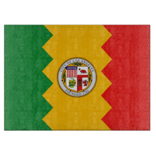 Glass cutting board with Flag of Los Angeles, USA