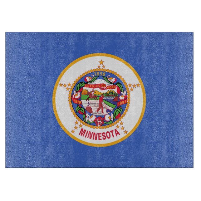 Glass cutting board with Flag of Minnesota USA (Front)