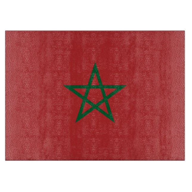 Glass cutting board with Flag of Morocco (Front)