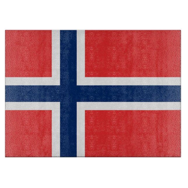 Glass cutting board with Flag of Norway (Front)