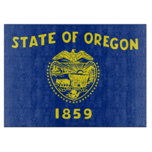 Glass cutting board with Flag of Oregon, USA