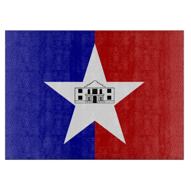 Glass cutting board with Flag of San Antonio (Front)