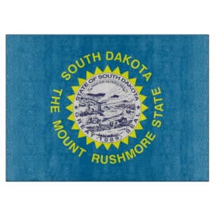 Glass cutting board with Flag of South Dakota