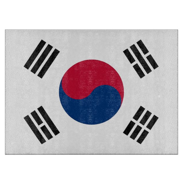 Glass cutting board with Flag of South Korea (Front)
