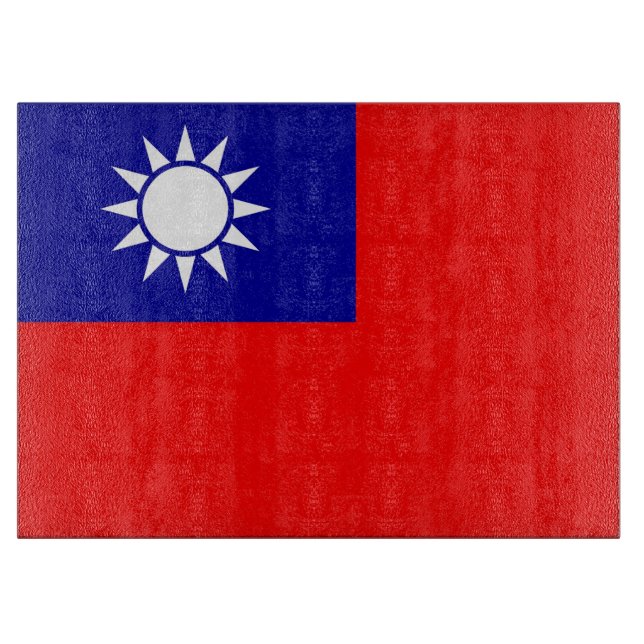 Glass cutting board with Flag of Taiwan (Front)