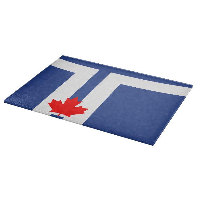 Glass cutting board with Flag of Toronto, Canada (Corner)