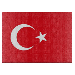 Glass cutting board with Flag of Turkey