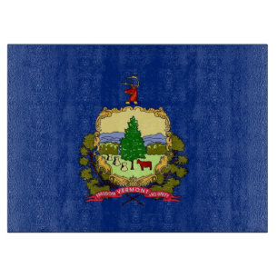 Glass cutting board with Flag of Vermont, USA