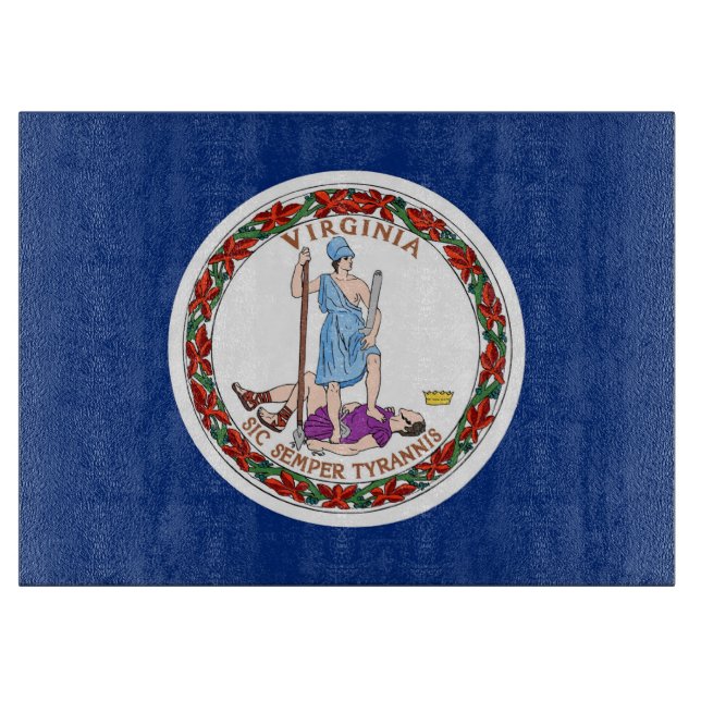 Glass cutting board with Flag of Virginia, USA (Front)