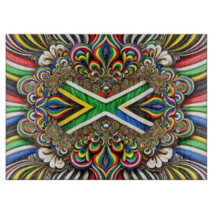 Glass cutting board with South African Colours