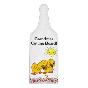 Glass Cutting Board Yellow Chicks Floral
