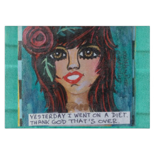 GLASS CUTTING BOARD-YESTERDAY I WENT ON A DIET CUTTING BOARD